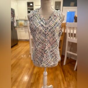 Worthington tweed sleeveless raw hem top